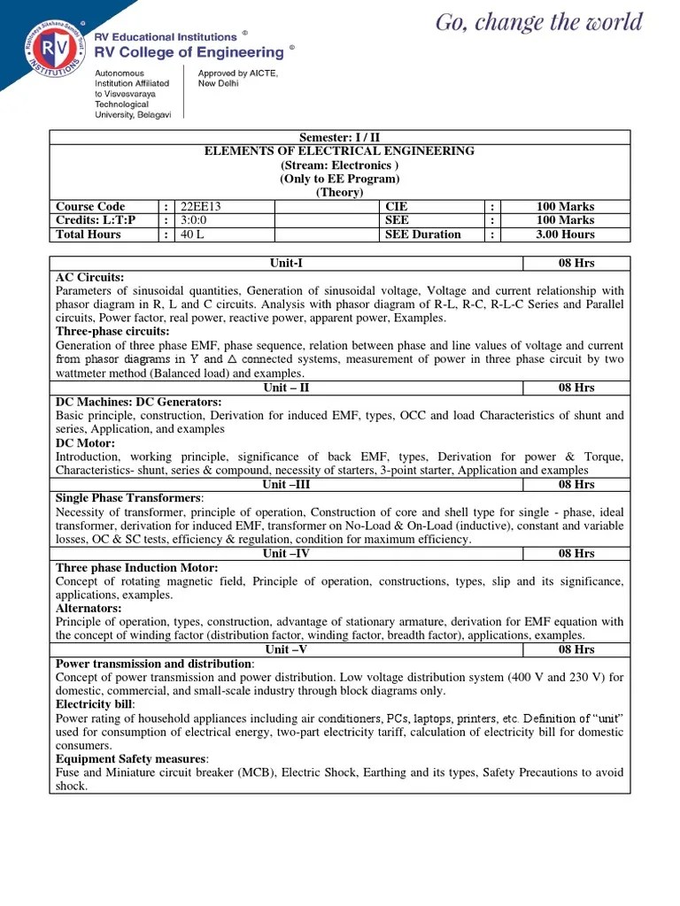 Electrical Syllabus | PDF | Transformer | Ac Power