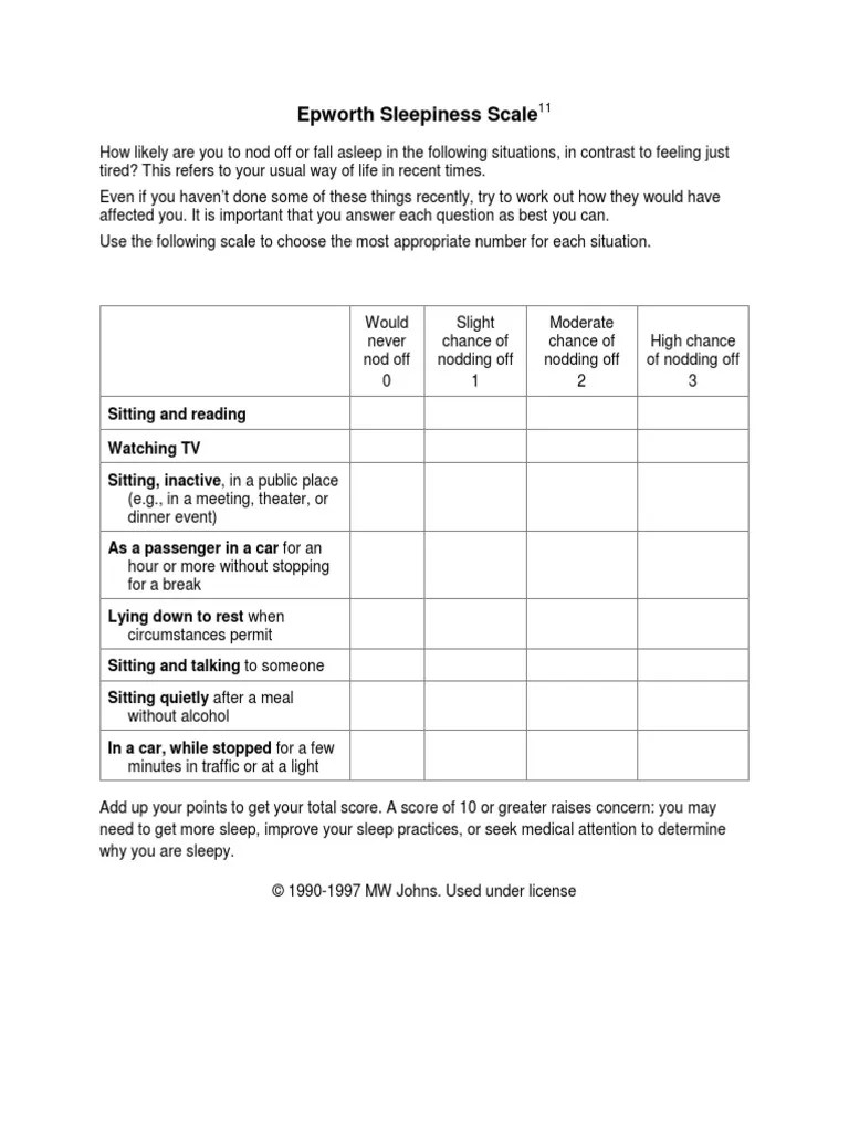 Epworth Sleepiness Scale | PDF
