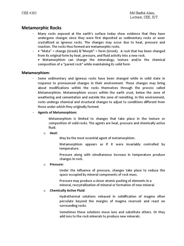 Metamorphic Rocks | PDF | Rock (Geology) | Minerals
