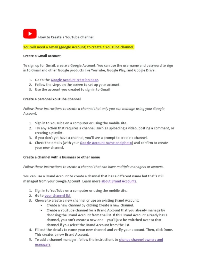 Youtube Channel Setup | PDF | You Tube | Communication