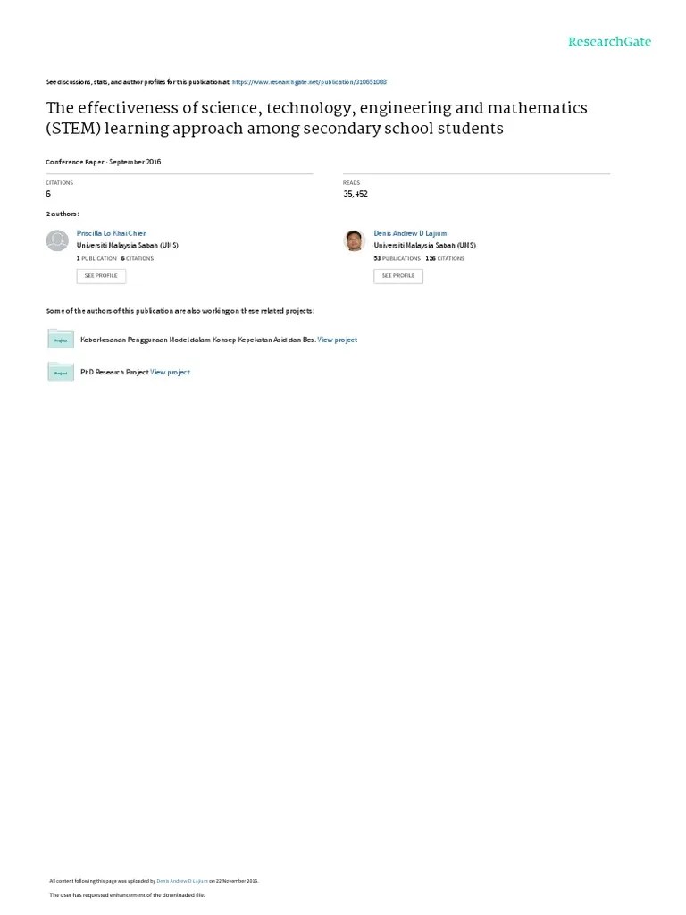 The Effectiveness Of Science, Technology, Engineering And Mathematics ...