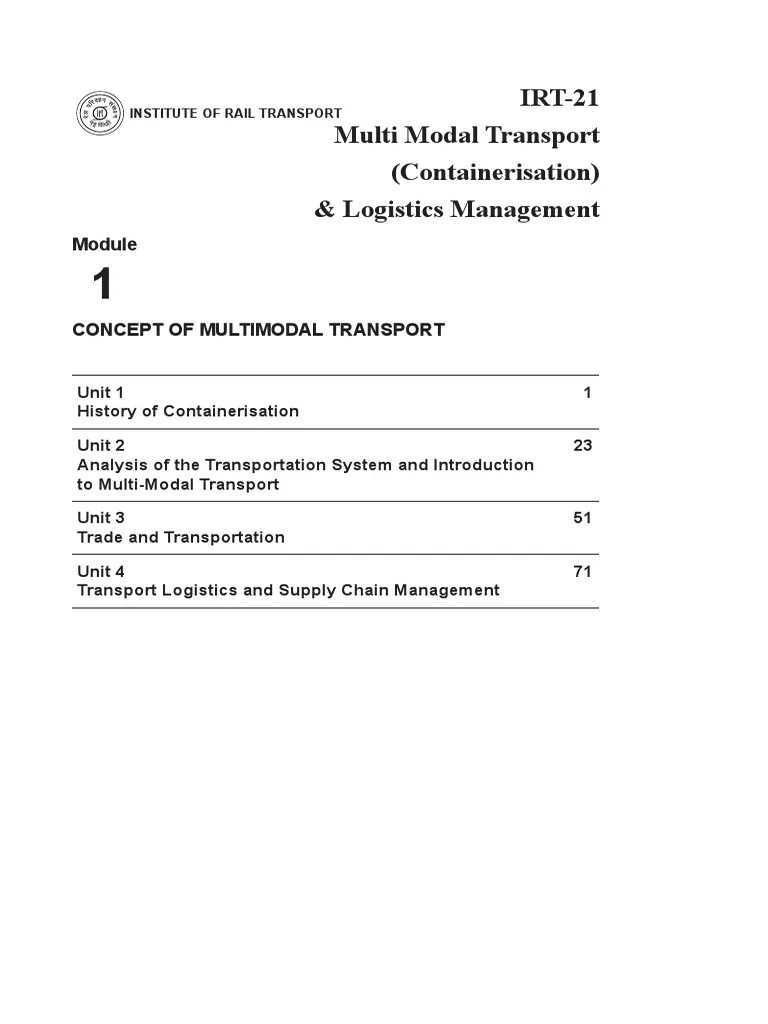Concept Of Multimodal Transport | PDF | Containerization | Cargo