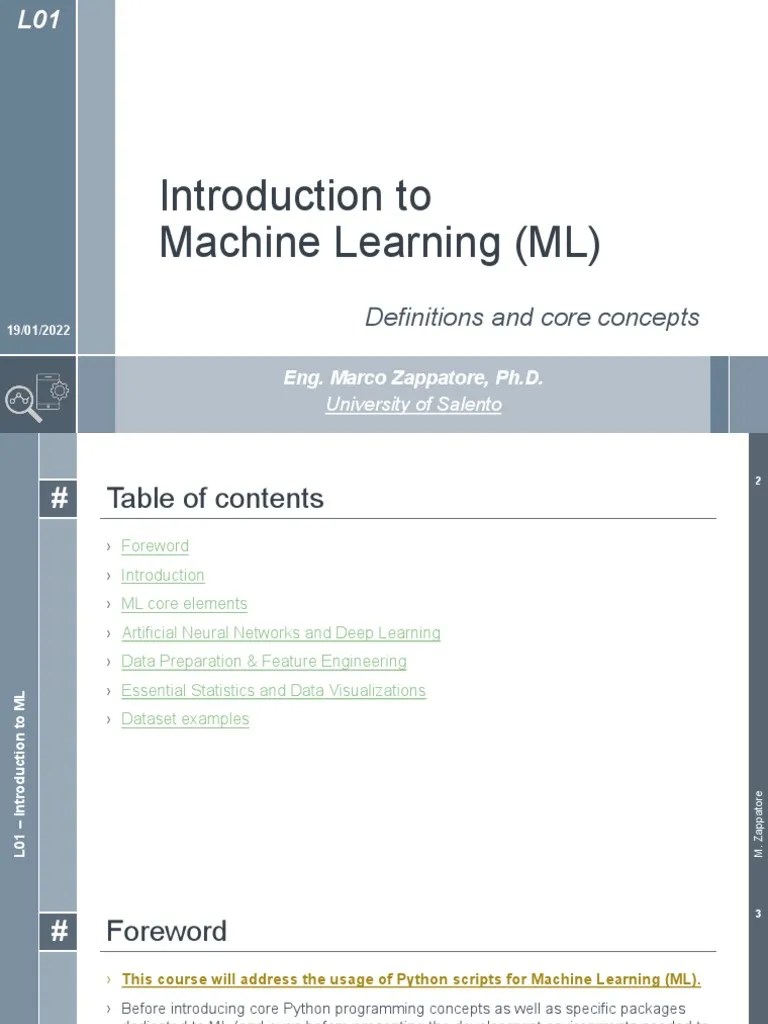 01 - Introduction To ML | PDF | Machine Learning | Deep Learning