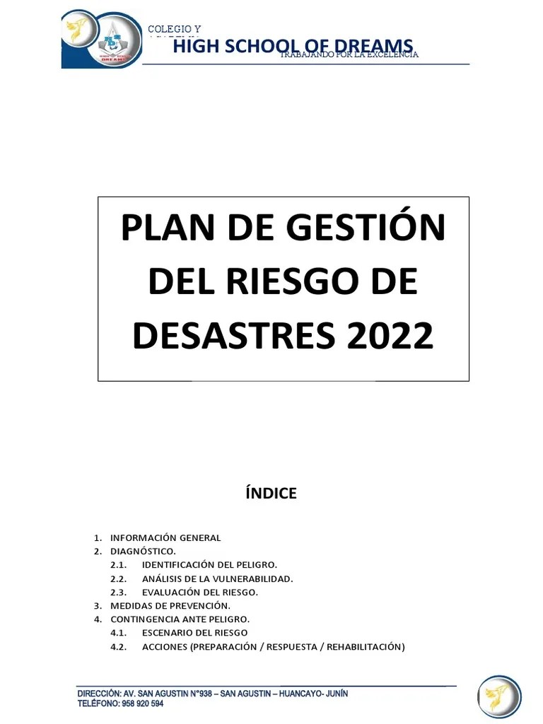 Plan De Riesgo De Desastres | PDF | Ciencias De La Tierra | Peligros