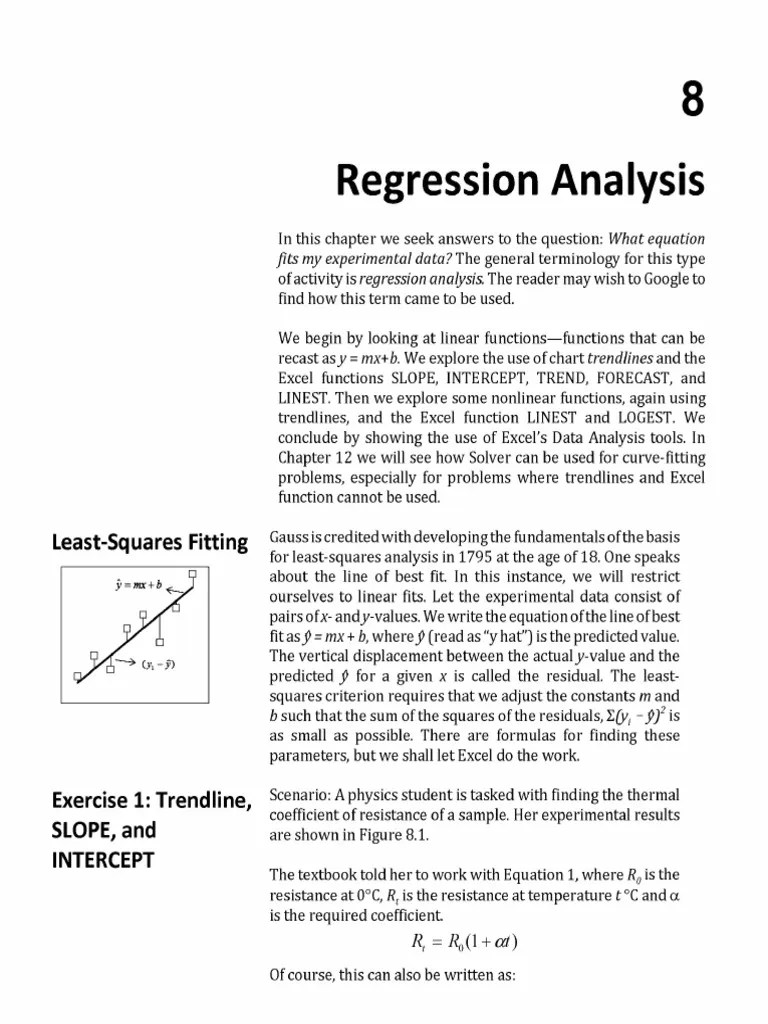 Chapter 8 Regression Analysis - 2009 - A Guide To Microsoft Excel 2007 ...