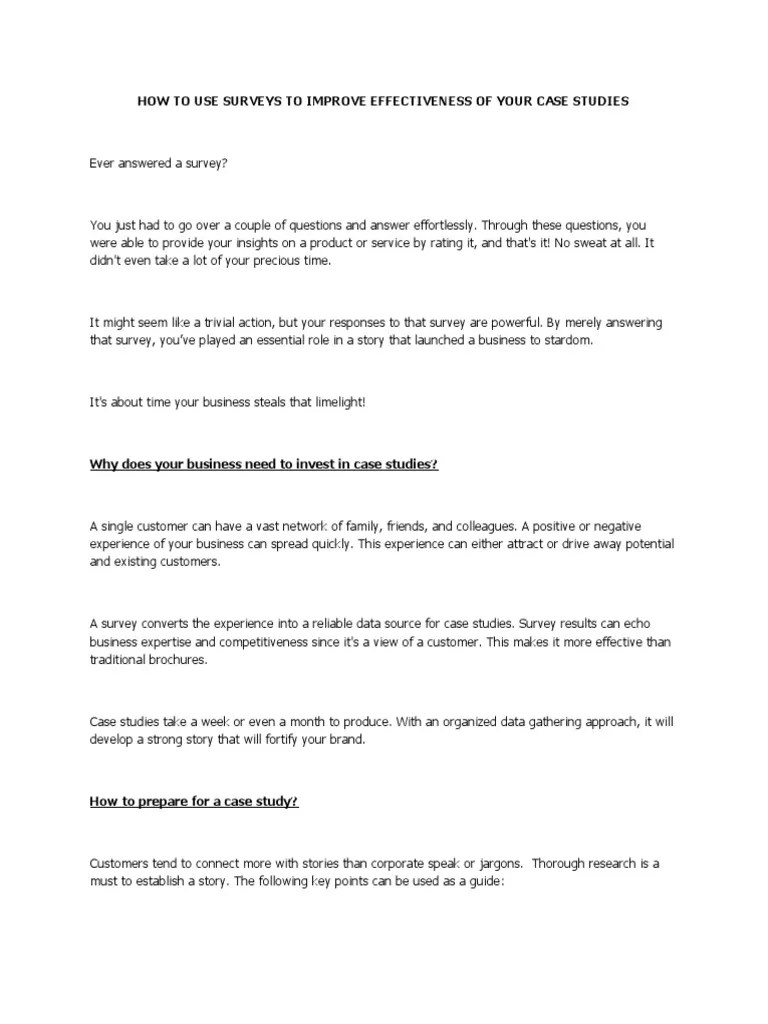 Using Customer Survey Data To Create Effective Case Studies That ...
