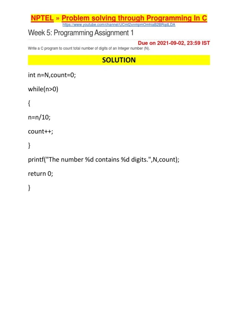 Problem Solving Through Programming In C Week 5 Programming Assignment ...