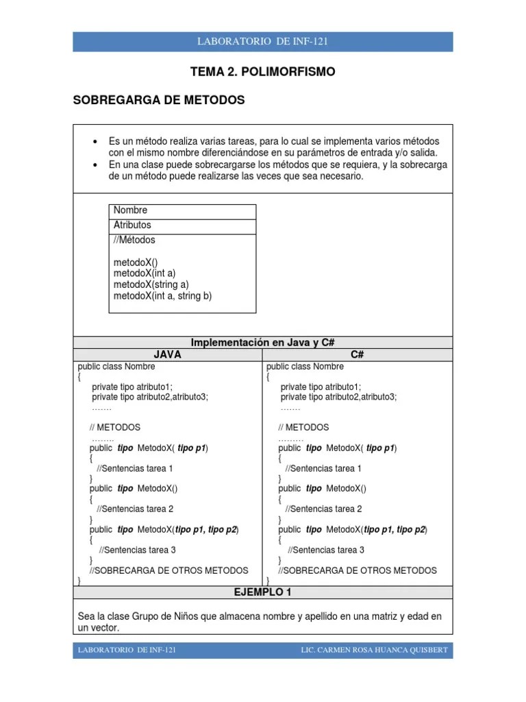 Guia Sobrecarga De Metodos | PDF | C Sharp (lenguaje De Programación ...