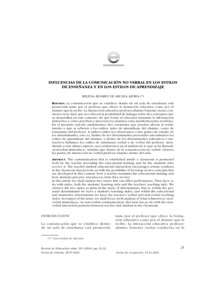 Influencias De La Comunicacion No Verbal 12 | PDF