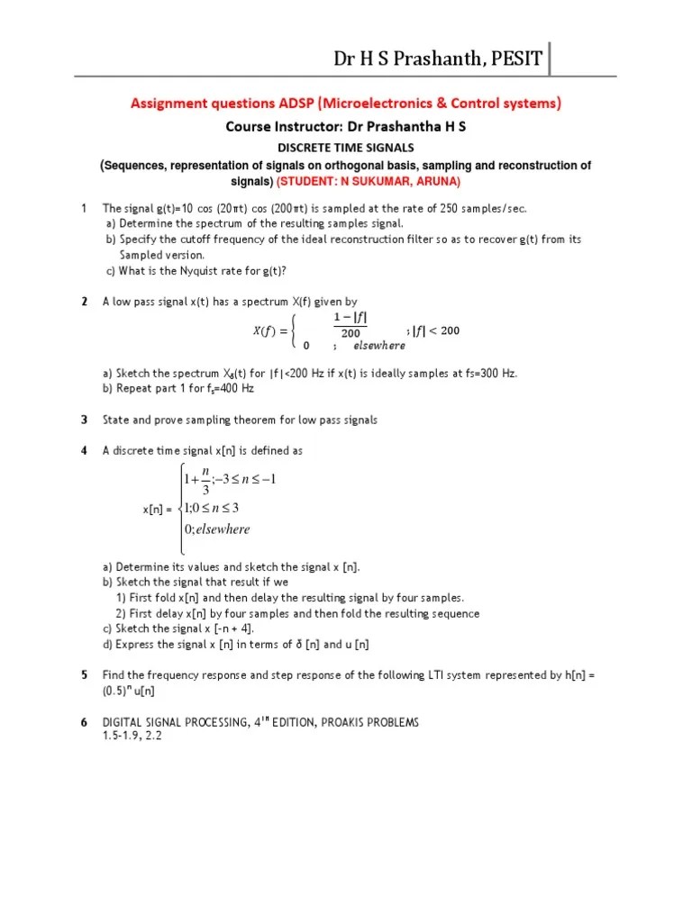 DSP Assignment | PDF | Discrete Fourier Transform | Low Pass Filter