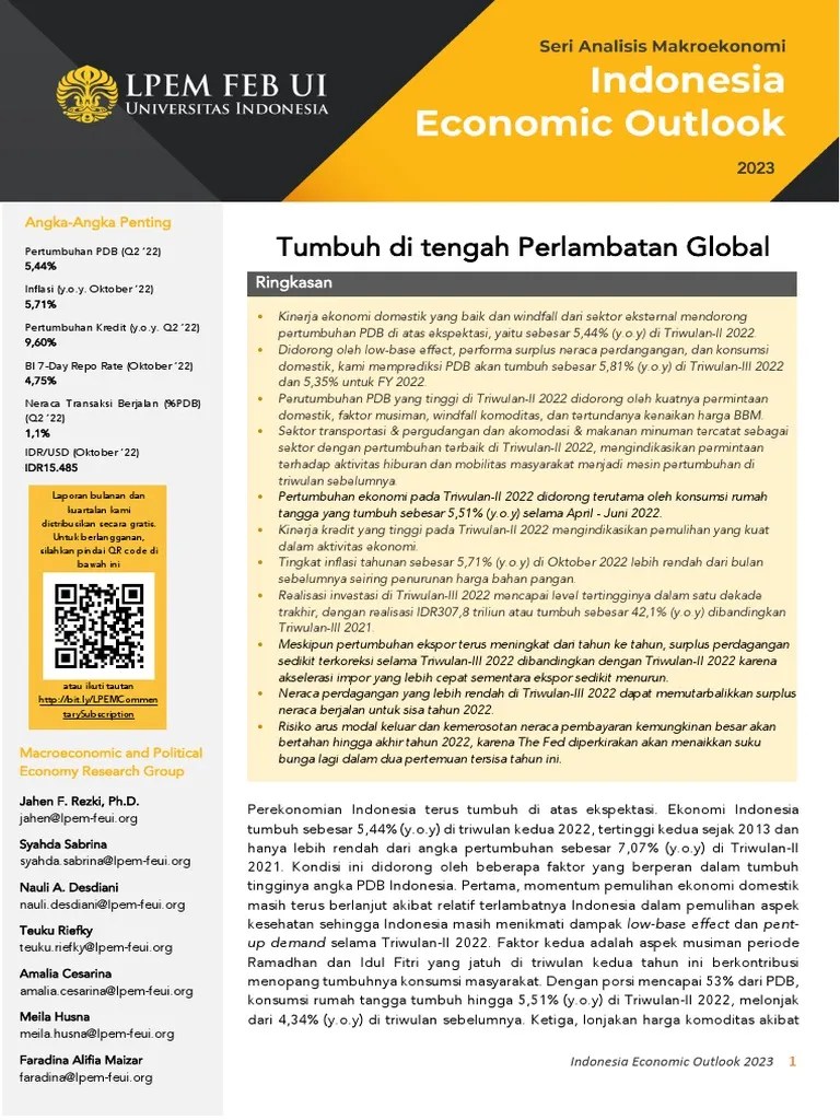 Indonesia Economic Outlook 2023 ID | PDF