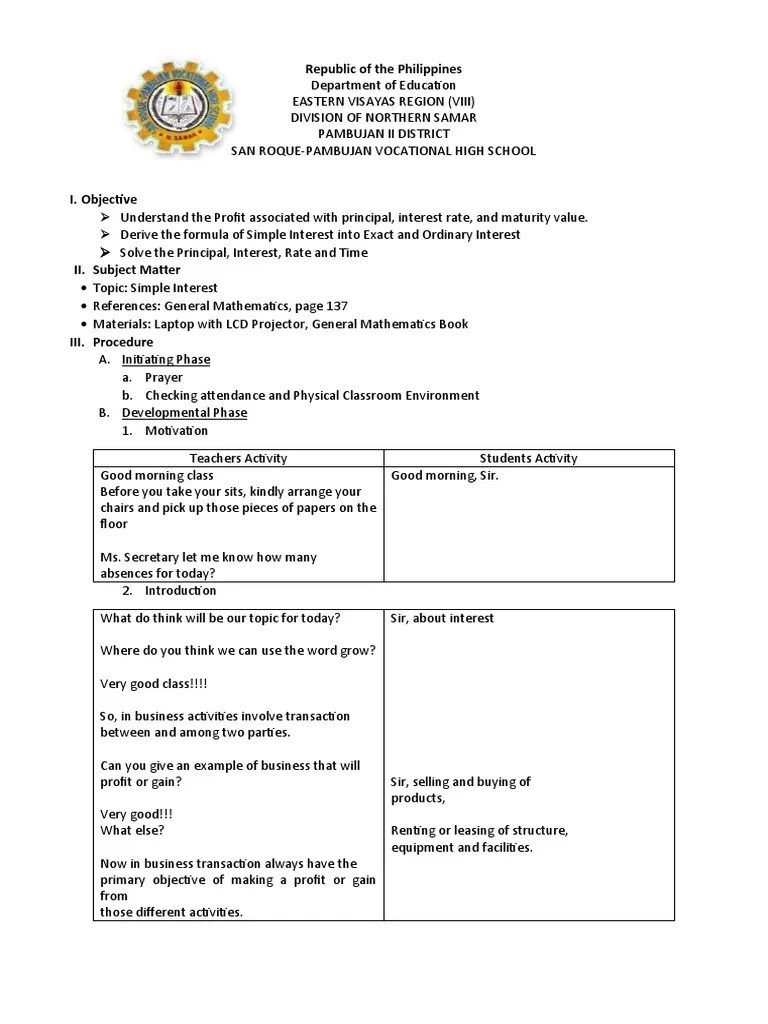 Calculating Simple Interest: Formulas, Examples, And Group Activity ...