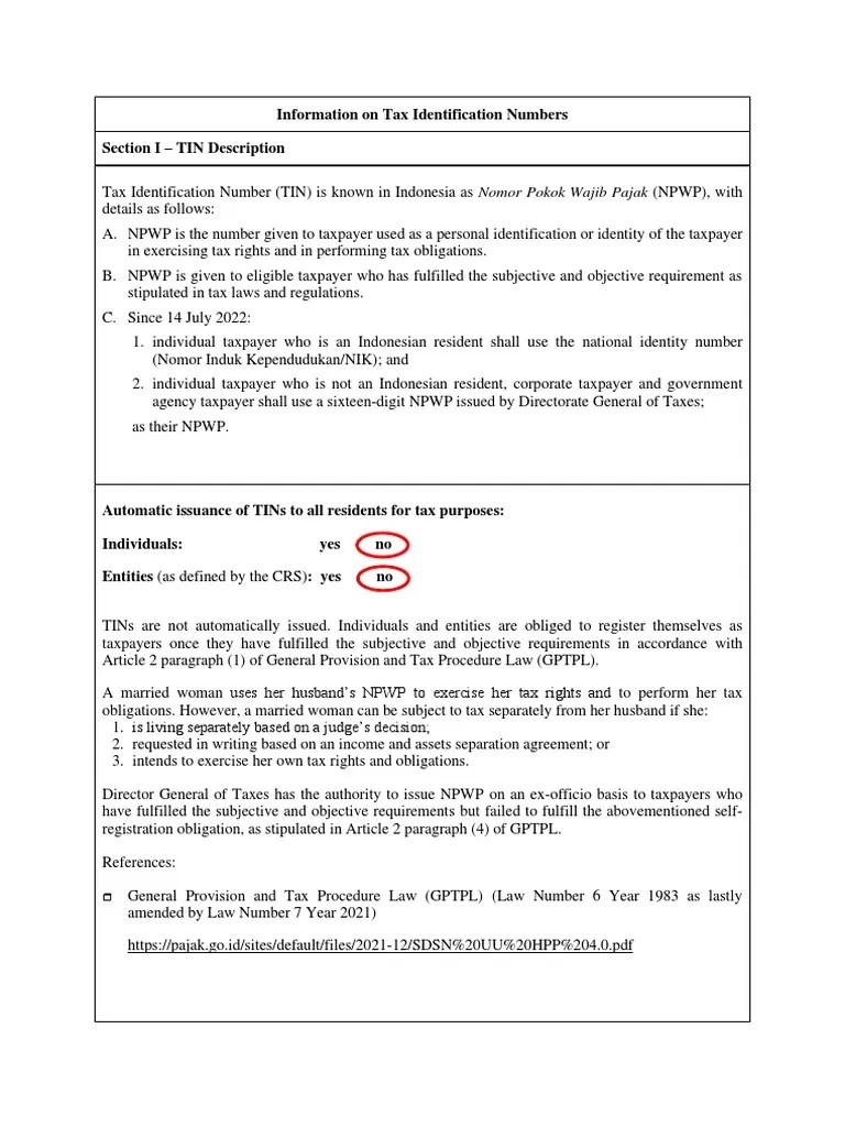 Indonesia TIN | PDF | Taxpayer | Taxes