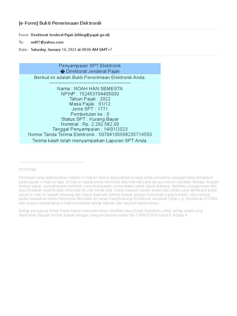 Bukti Lapor Pajak Badan 2022 | PDF