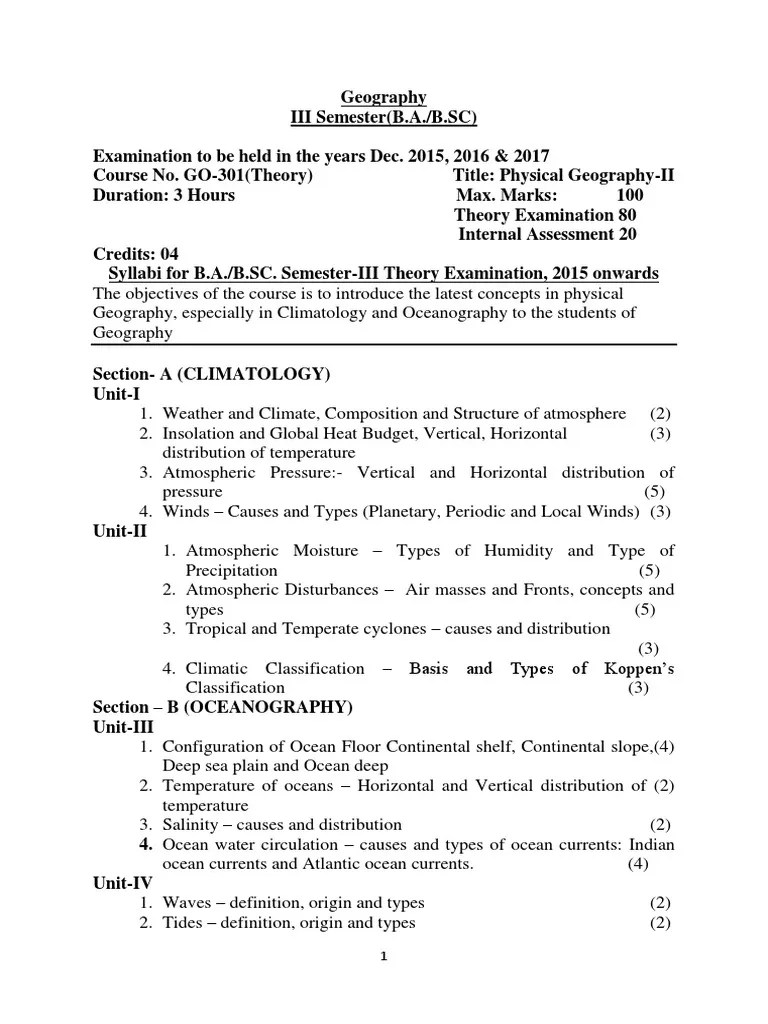 Geography Syllabus 3 To 6 | PDF | Oceans | Climatology