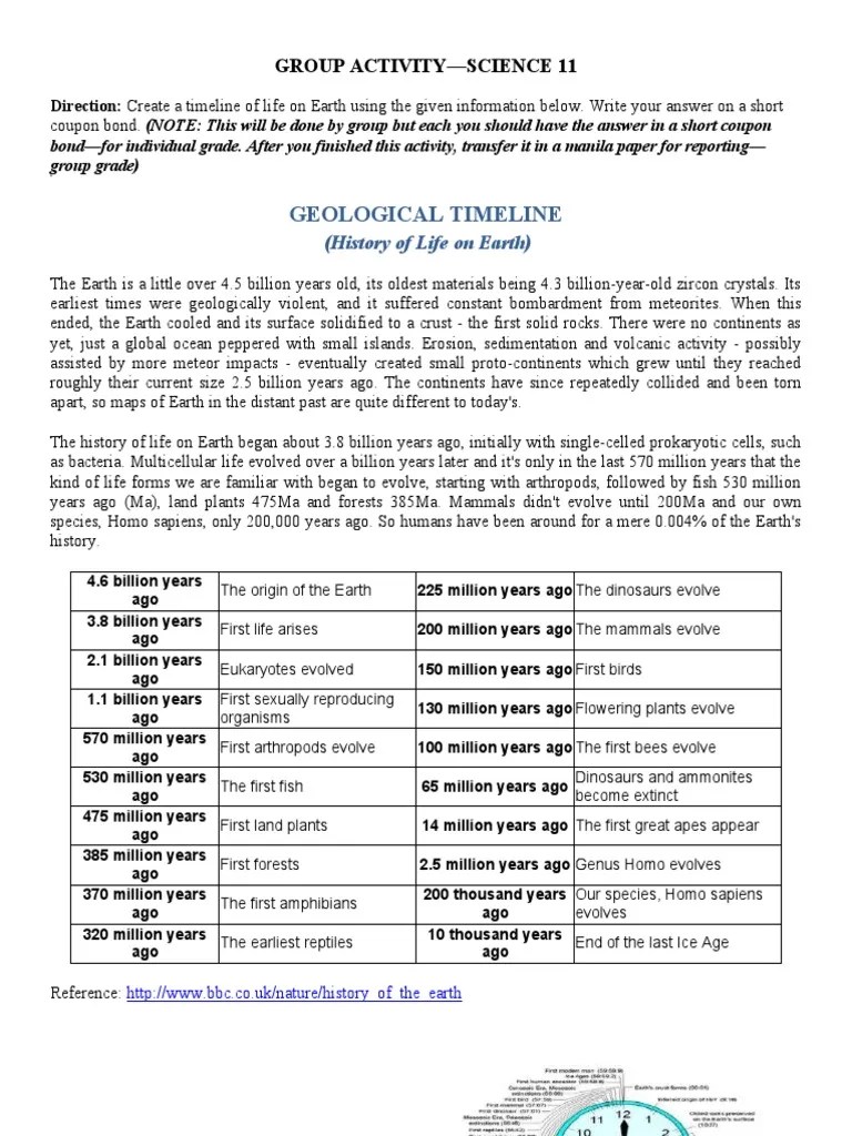 Timeline Of Life On Earth | Download Free PDF | Earth | Life