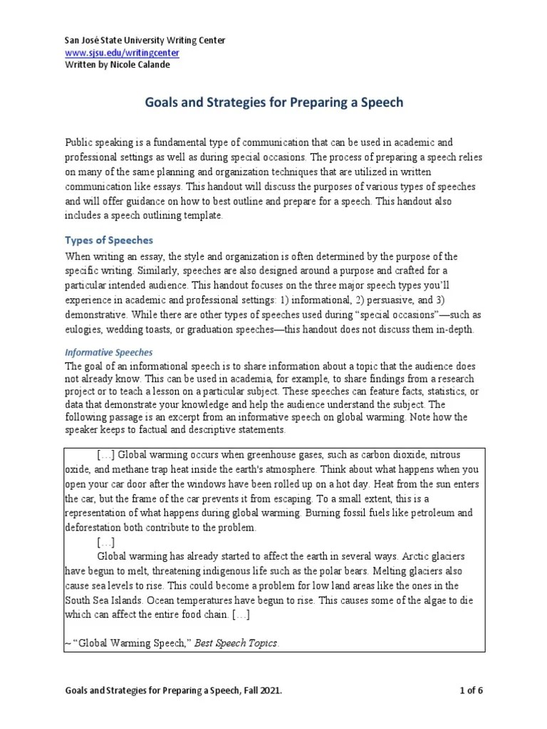 Speech Preparation | PDF