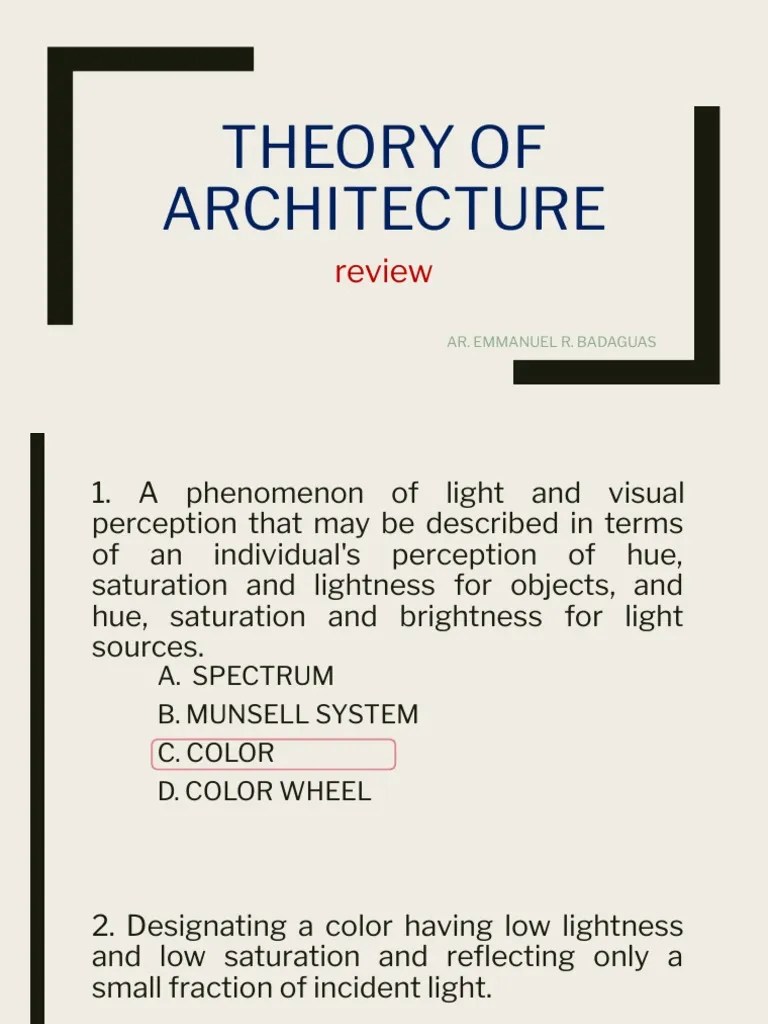 Theory Of Architecture Presentation-1 | PDF | Color | Hue