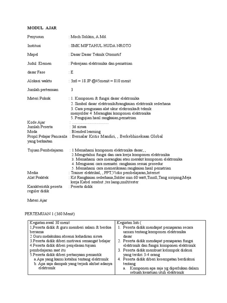 MODUL AJAR Dasar-Dasar Teknik Mesin 1 | PDF