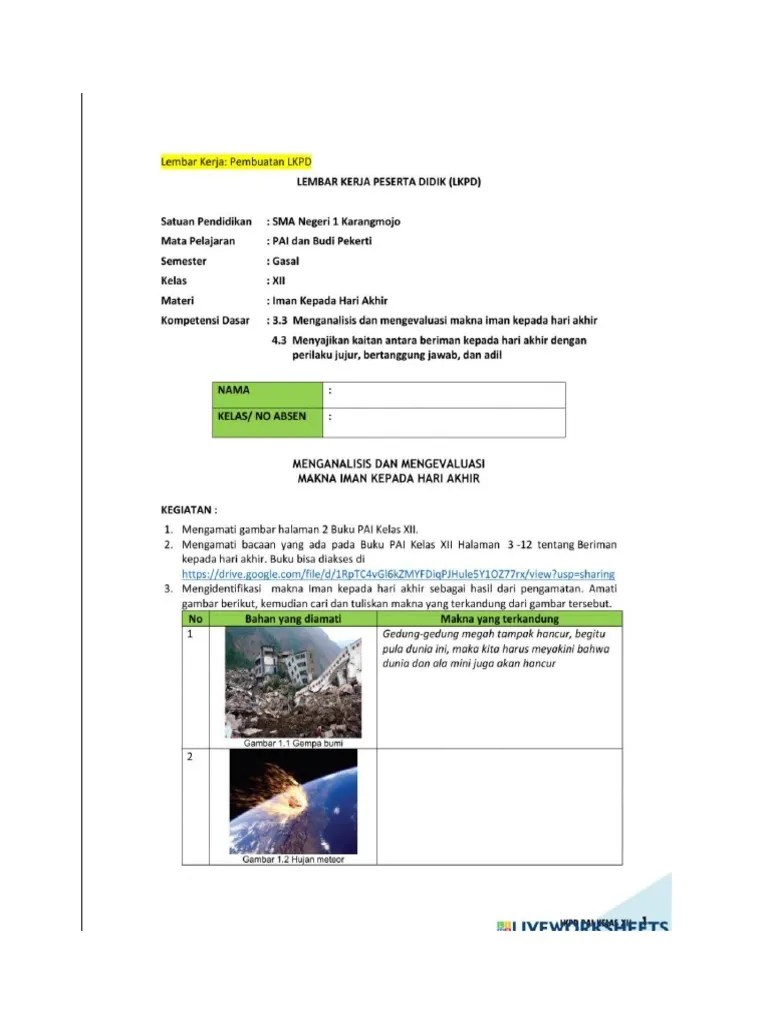 LKPD Pai Iman Kepada Hari Akhir | PDF