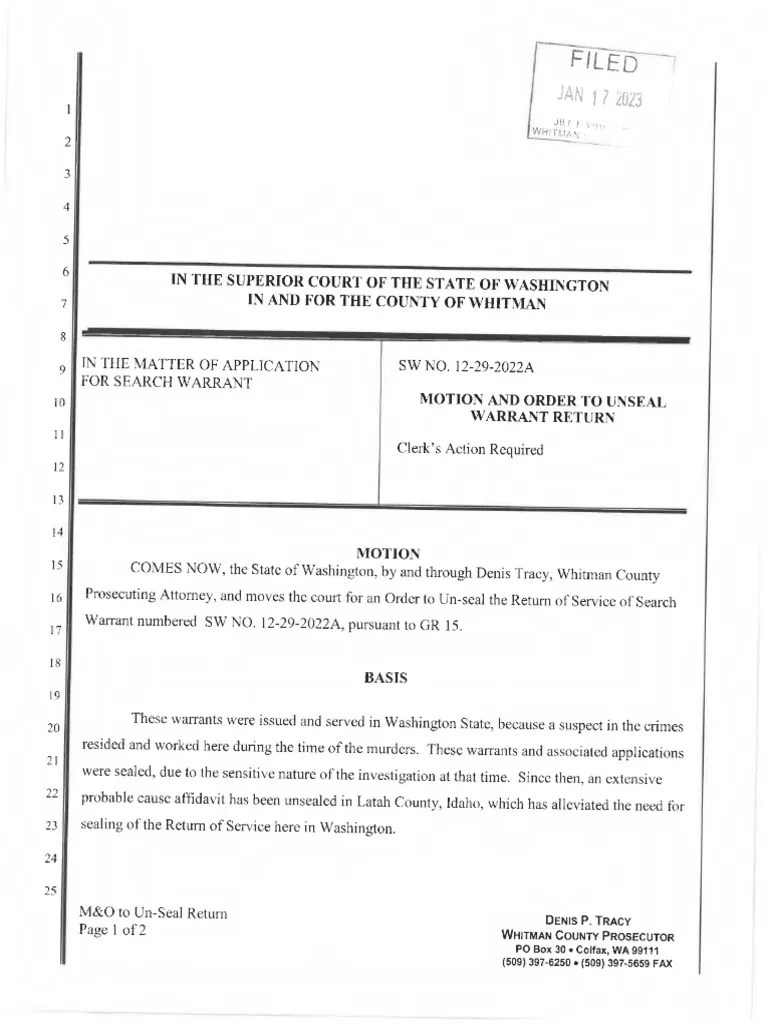 SW No.. 12-29-2022A Search Warrant Documents Made Public Jan 17 2023 | PDF