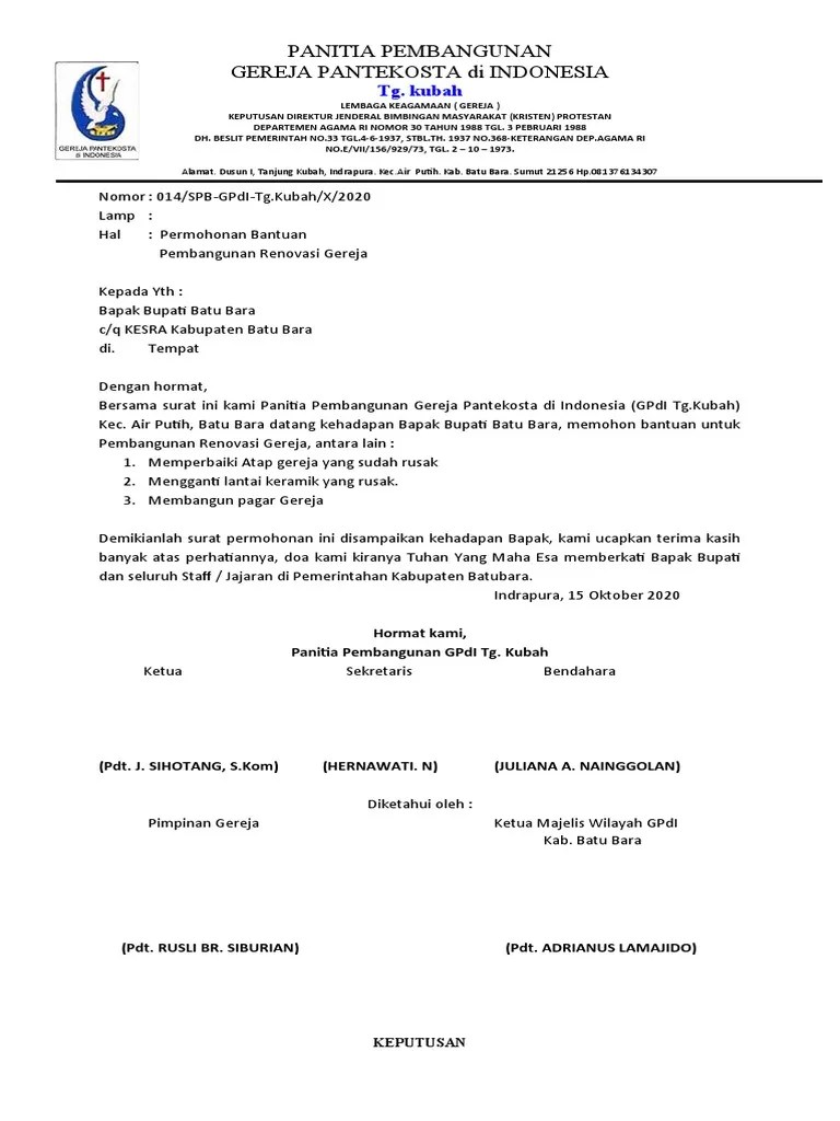 Surat Permohonan Bantuan Tg. Kubah | PDF