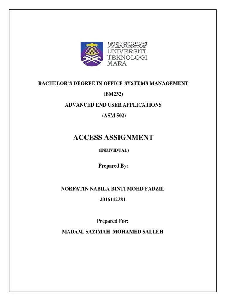 Asm502 Ind Assignment Access Dec2022 | PDF | Table (Database) | Databases