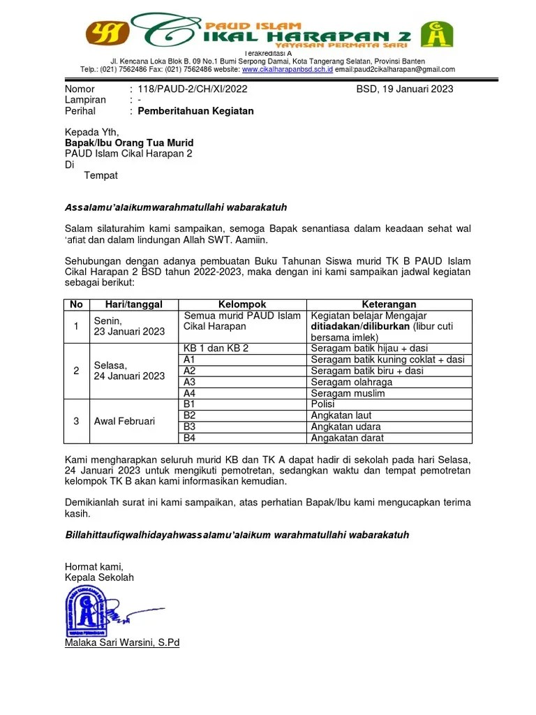 118 Surat Pemberitahuan Kegiatan | PDF