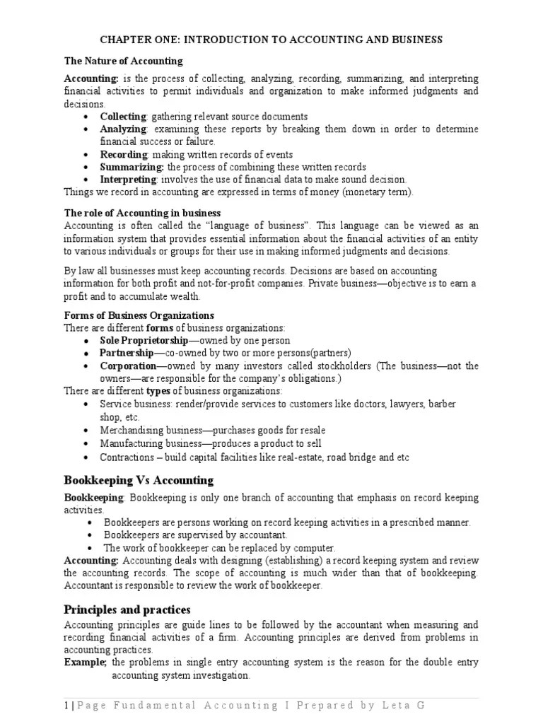 Fundamental Accounting I Chapter 1$2 Neww | PDF | Debits And Credits ...