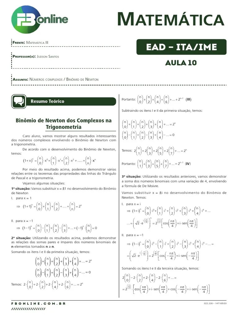 Aula 10 | PDF | Matemática | Álgebra Abstrata