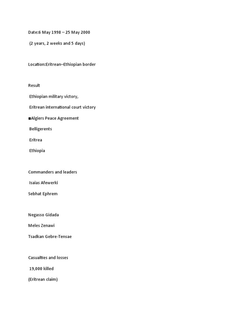 Ethiopian-Eritrean War | Download Free PDF | International Relations | International Security