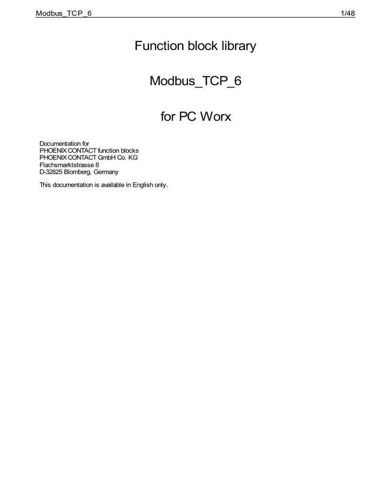 Modbus TCP Function Block Documentation | PDF | Subroutine | Boolean Data Type