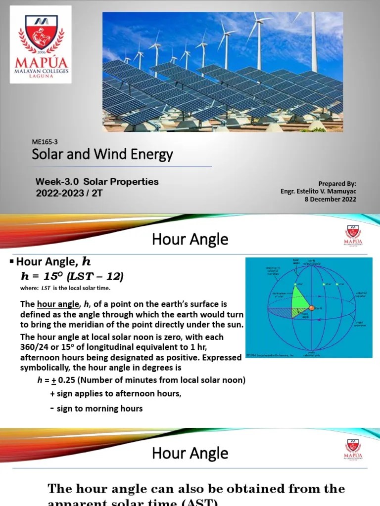 Lecture 3.1 - Solar Properties (Part 1) | PDF | Sunset | Hour