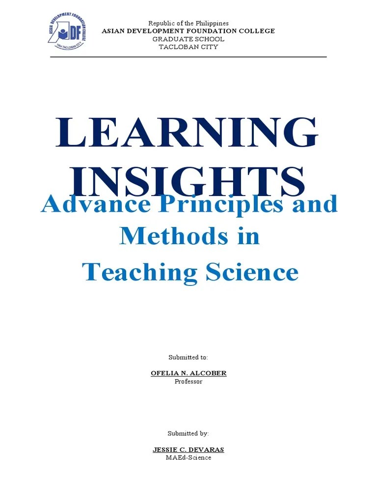 Learning Insights In Advance Priciples And Methods In Teaching Science ...