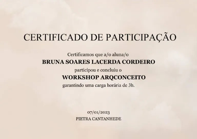 Certificado Workshop Arqconceito | PDF