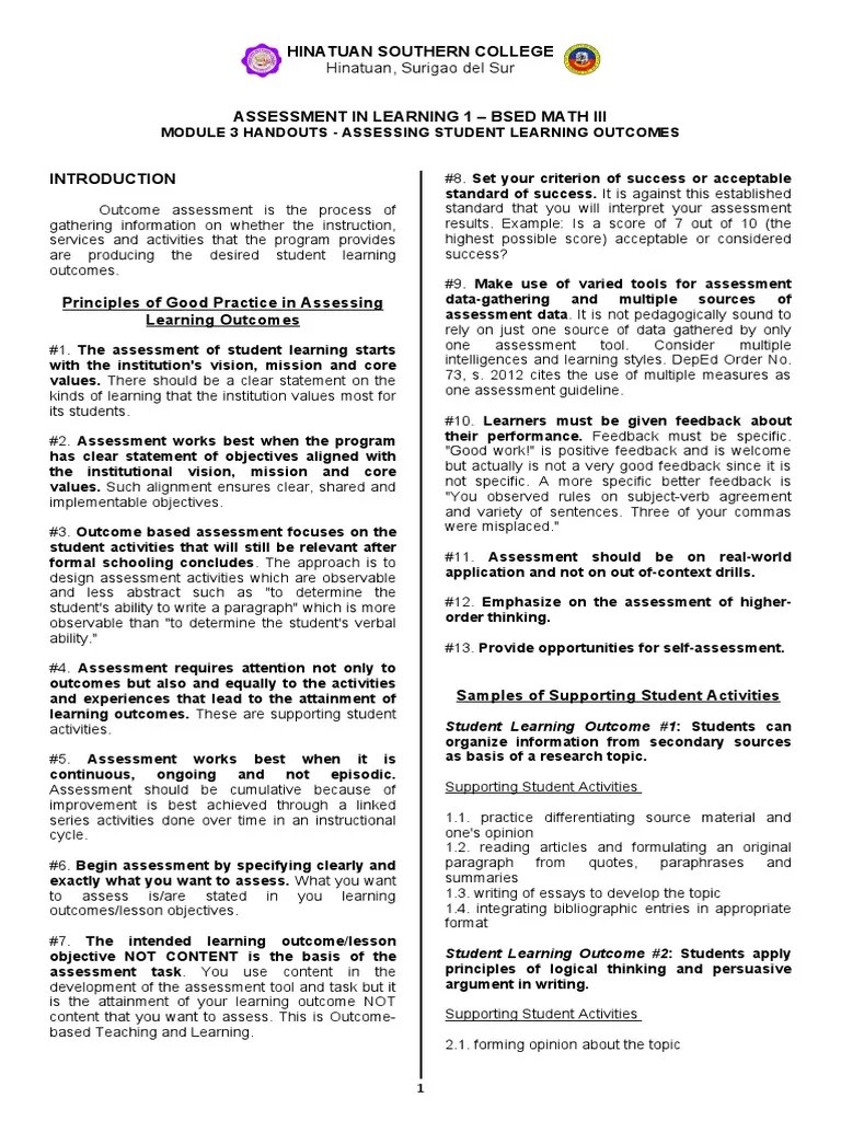 Assessment 2 Module 3 Handouts | PDF | Rubric (Academic) | Educational Assessment