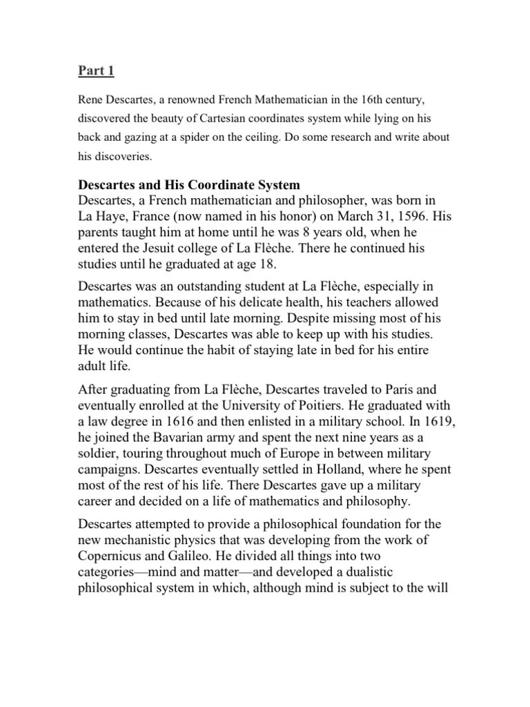 Descartes' Revolutionary Discovery: The Cartesian Coordinate System | PDF | René Descartes ...