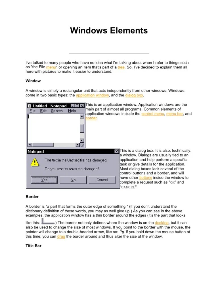 Windows Elements | PDF | Button (Computing) | Icon (Computing)
