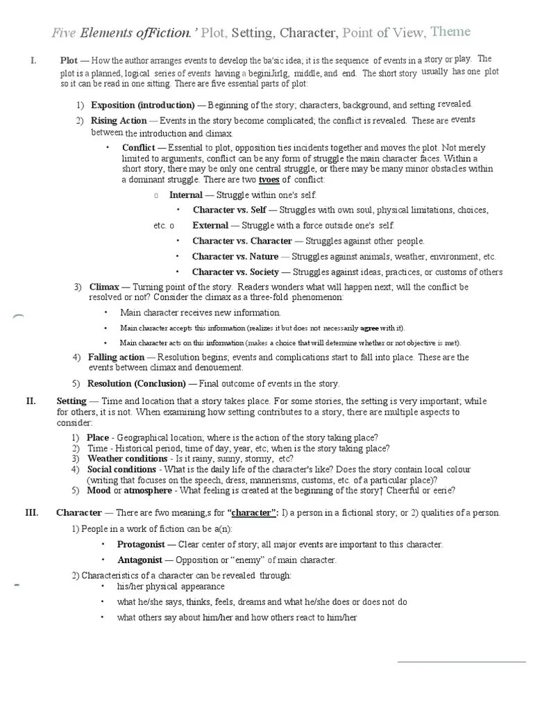 Elements Of A Story | PDF | Plot (Narrative) | Narration
