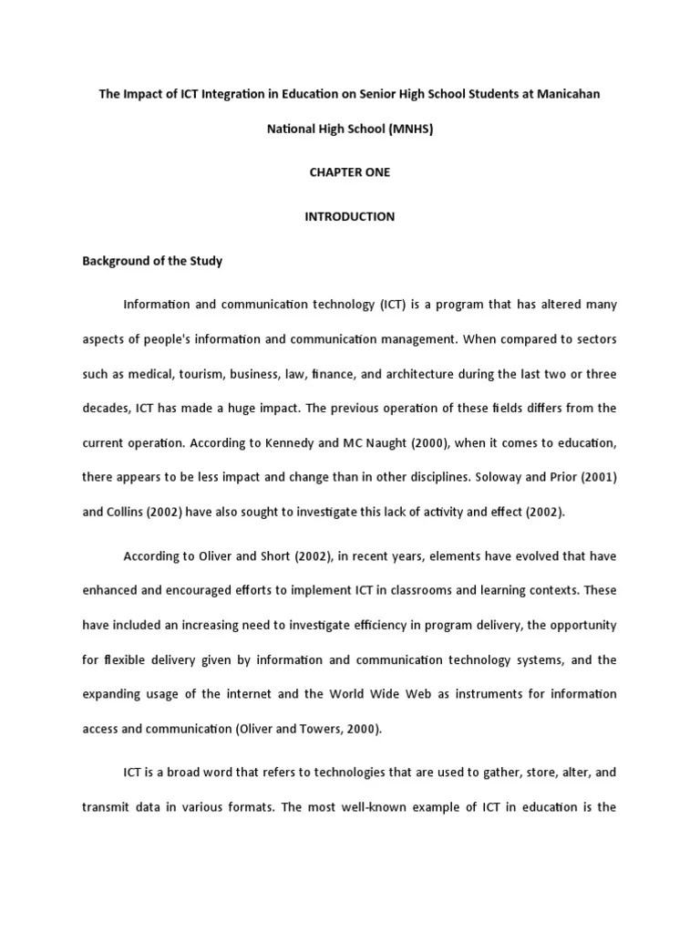 The Impact Of ICT Integration In Education On Senior High School ...