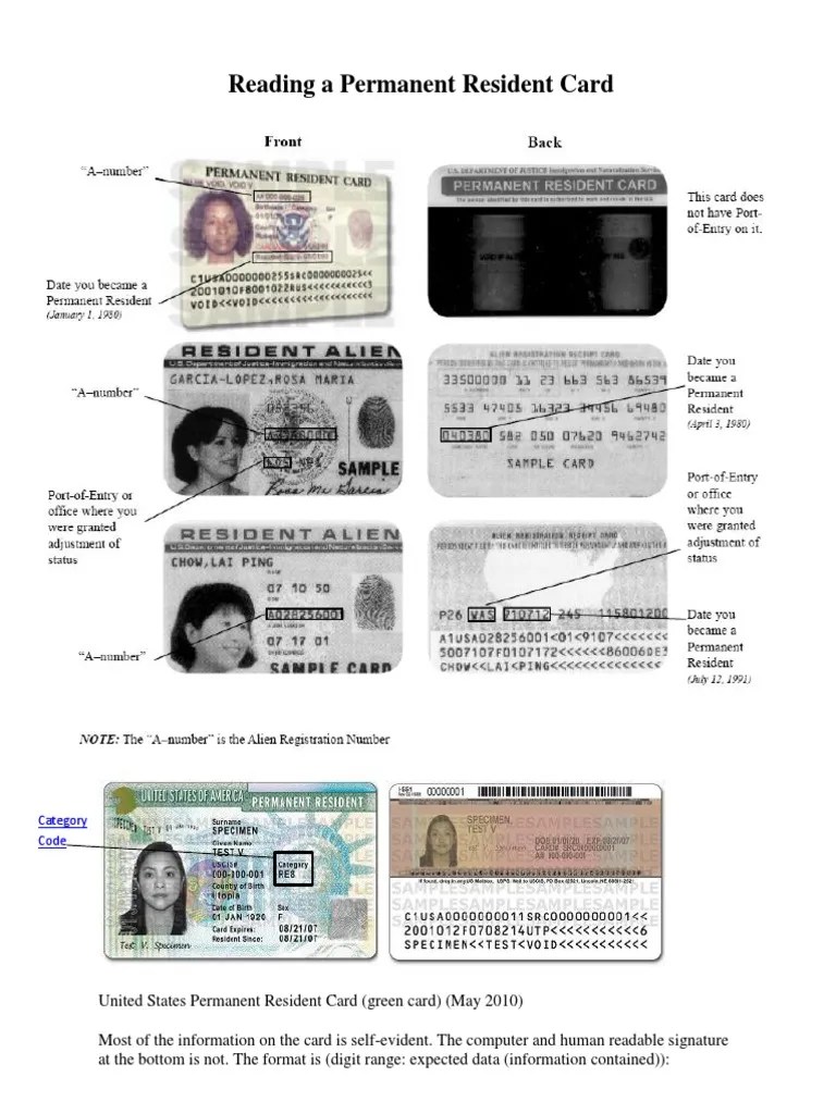 Reading A Permanent Resident Card | PDF