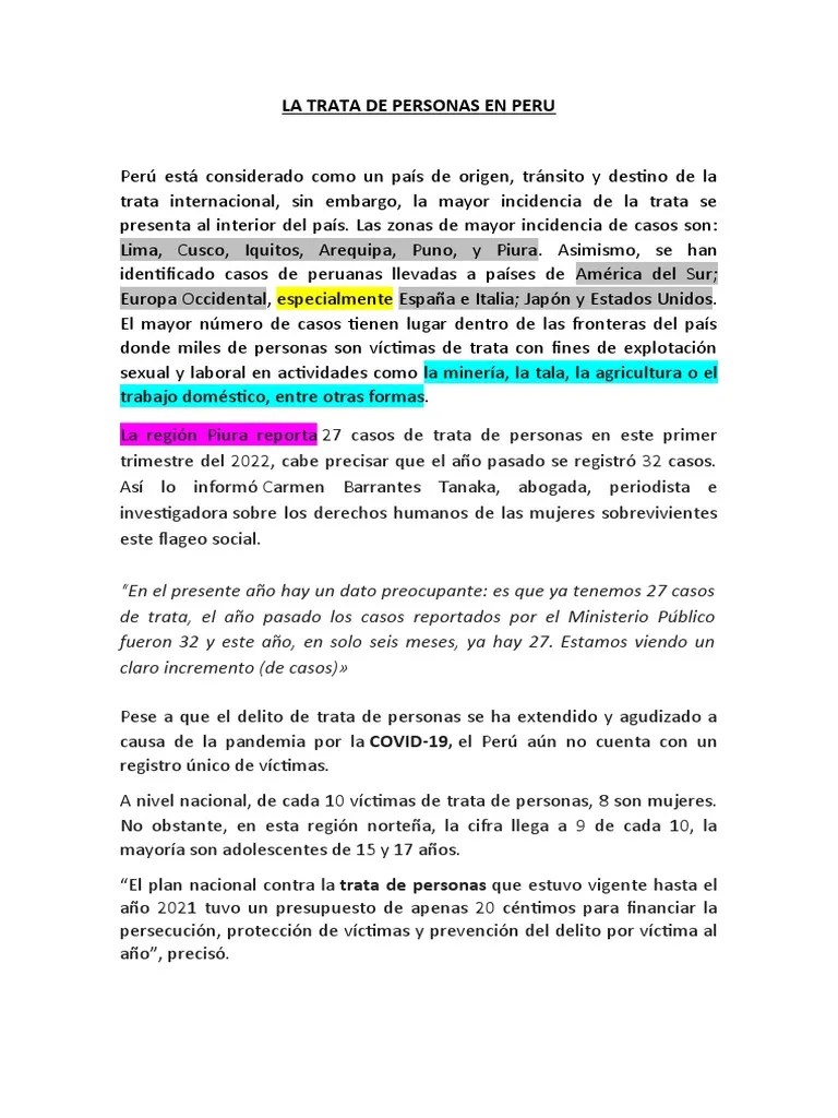 La Trata De Personas En Peru | PDF | Trata De Personas | Perú