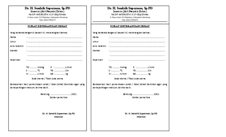Surat Keterangan Sehat | PDF