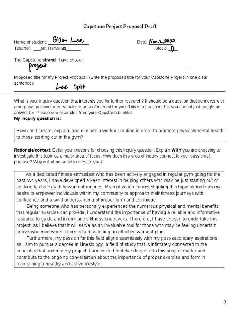 Capstone Project Proposal Draft | PDF | Physical Fitness | Weight Training