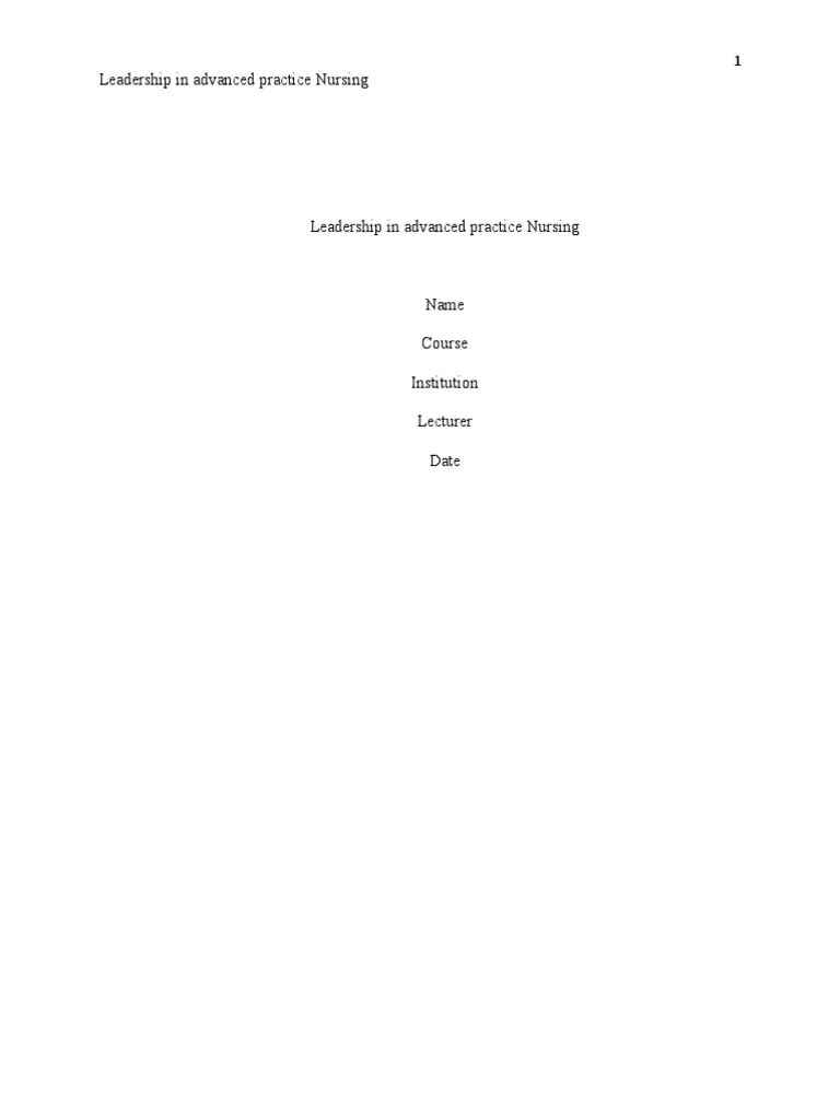 Leadership In Advanced Practice Nursing | PDF | Leadership | Nursing