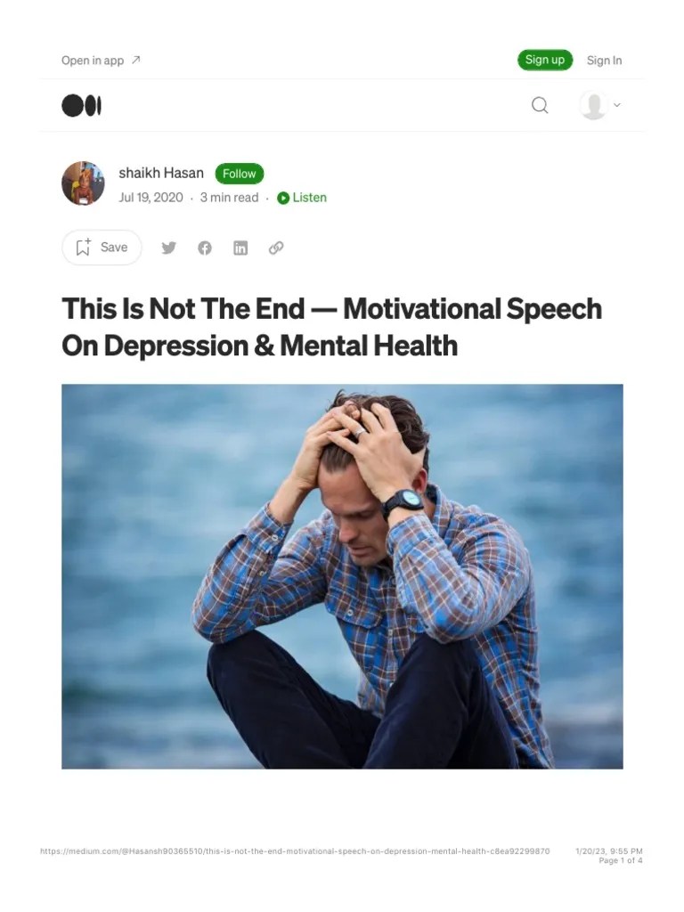 This Is Not The End Motivational Speech On Depression Mental Health By ...