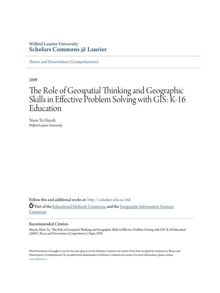 The Role Of Geospatial Thinking And Geographic Skills In Effective ...