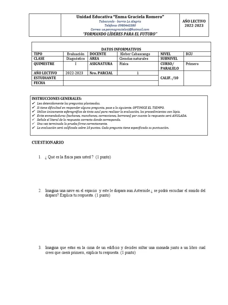 1 Evaluación Diagnóstica | PDF