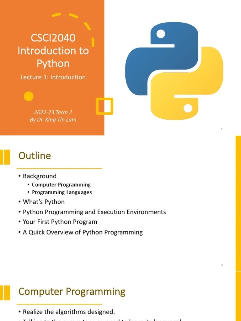 Lec01 Introduction | PDF | Python (Programming Language) | Programming ...