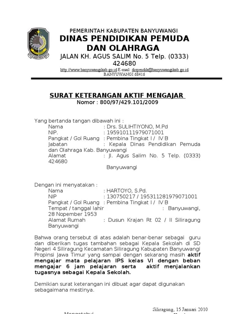 Surat Aktif Mengajar Guru Kontrak Pdf 